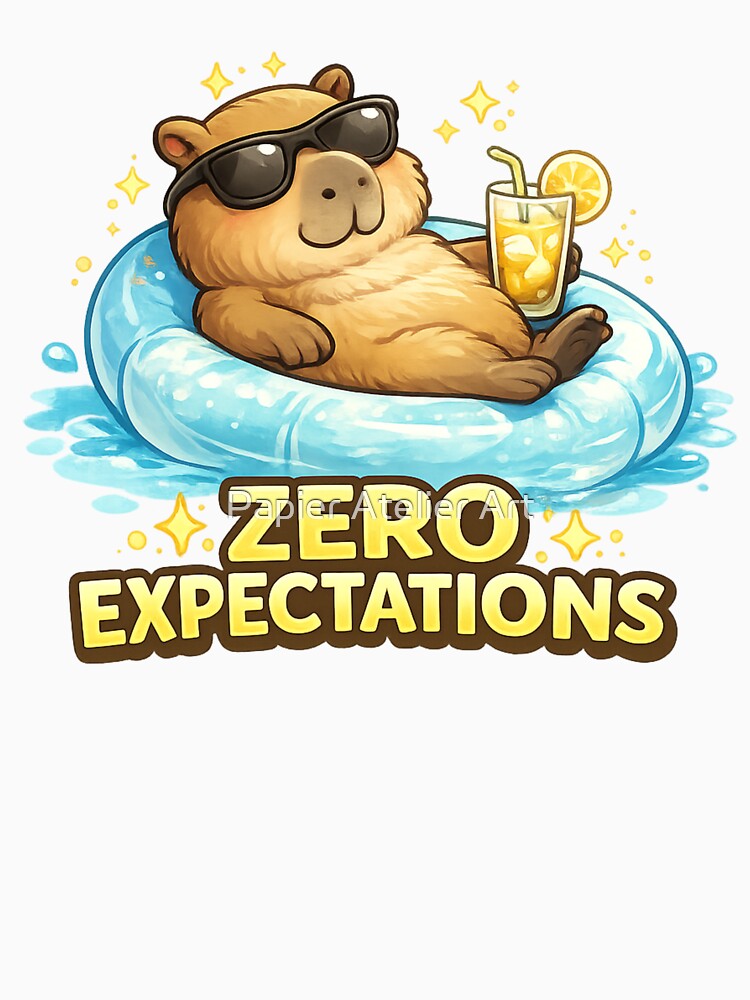 Zero Expectations Chill Capybara Float by Papier Atelier Art