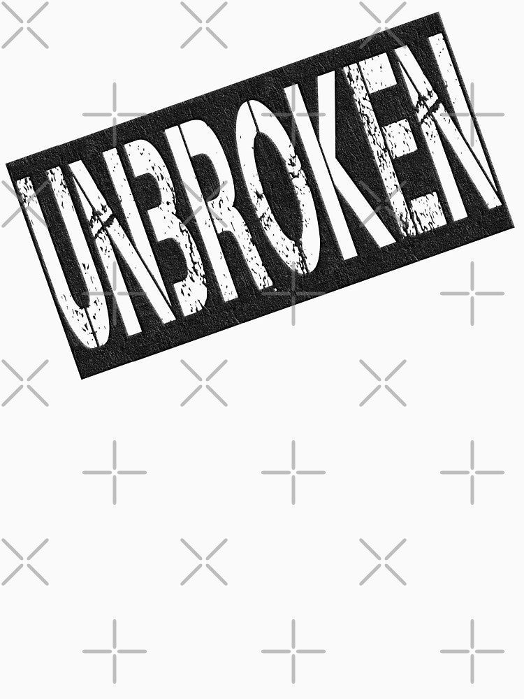 UNBROKEN Distressed Concrete Typography – Dark Industrial Stamp Design by KatBeeTee