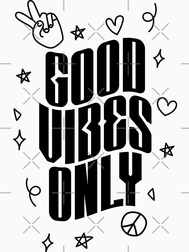 Positive Peace Sign Typography Good Vibes Only by FemmePod