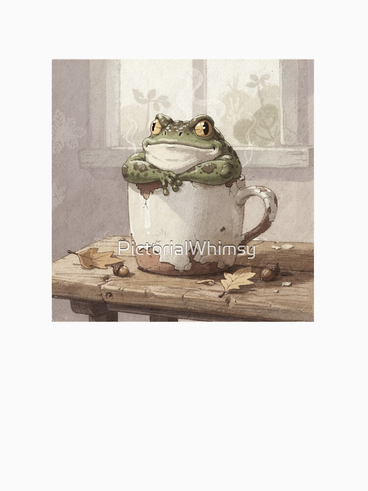 Grumpy Toad Won't Leave His Mug Funny Art by PictorialWhimsy