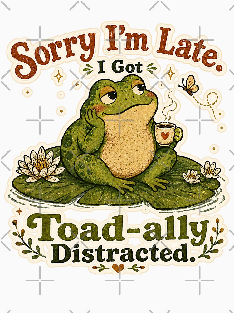 Sorry I’m Late I Got Toad-ally Distracted Funny Frog Pun by StillWildink