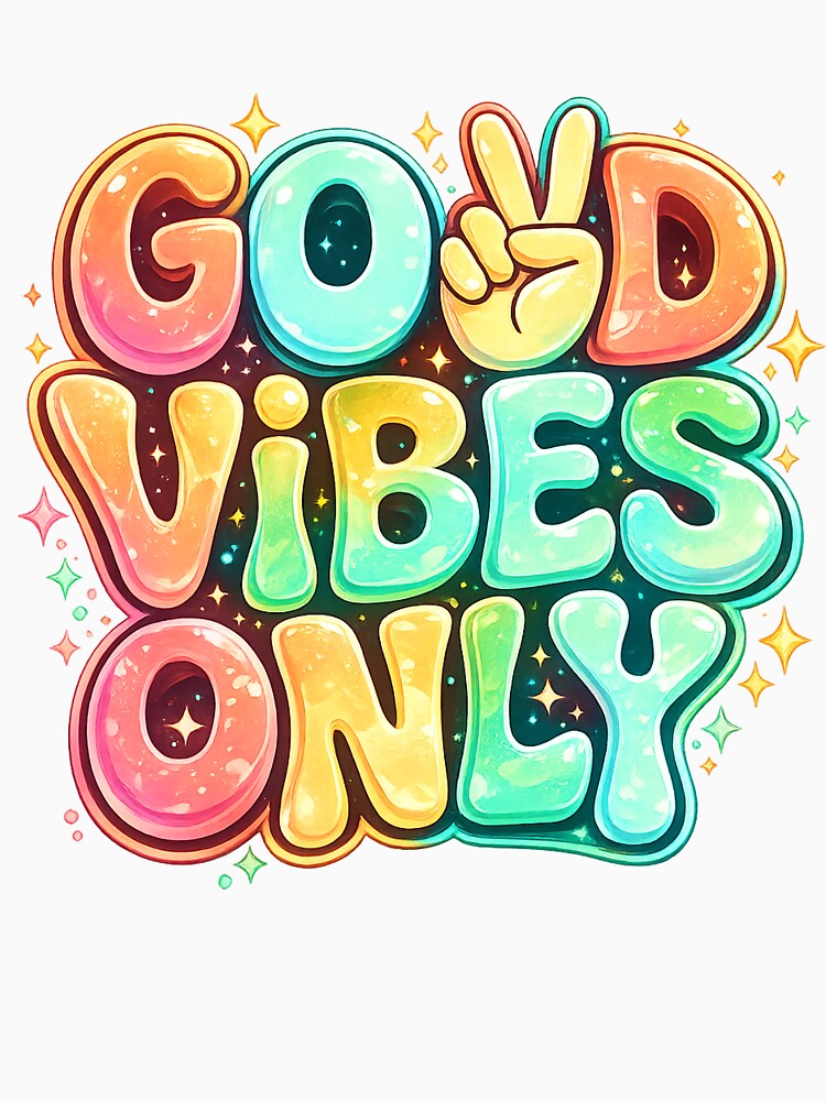 Good Vibes Only Anime Typography T-Shirt by afr-saad