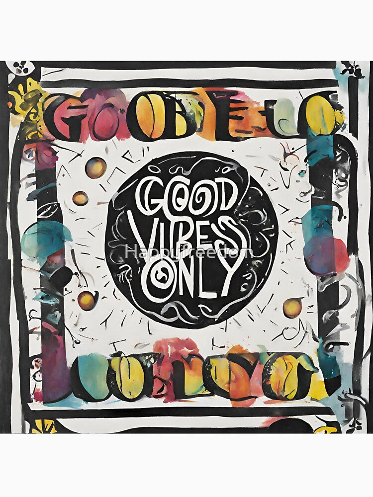 Good Vibes Only Round Typography Art by Happyfreedom