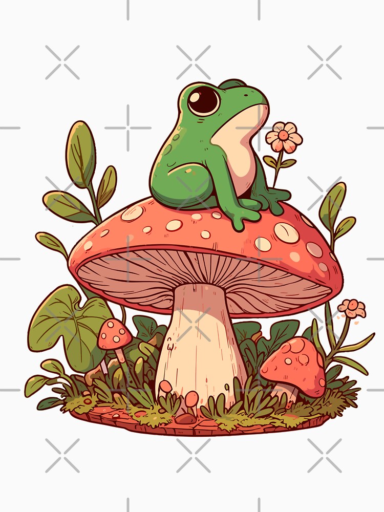 Frog on mushroom cute by GlobalDesigns-