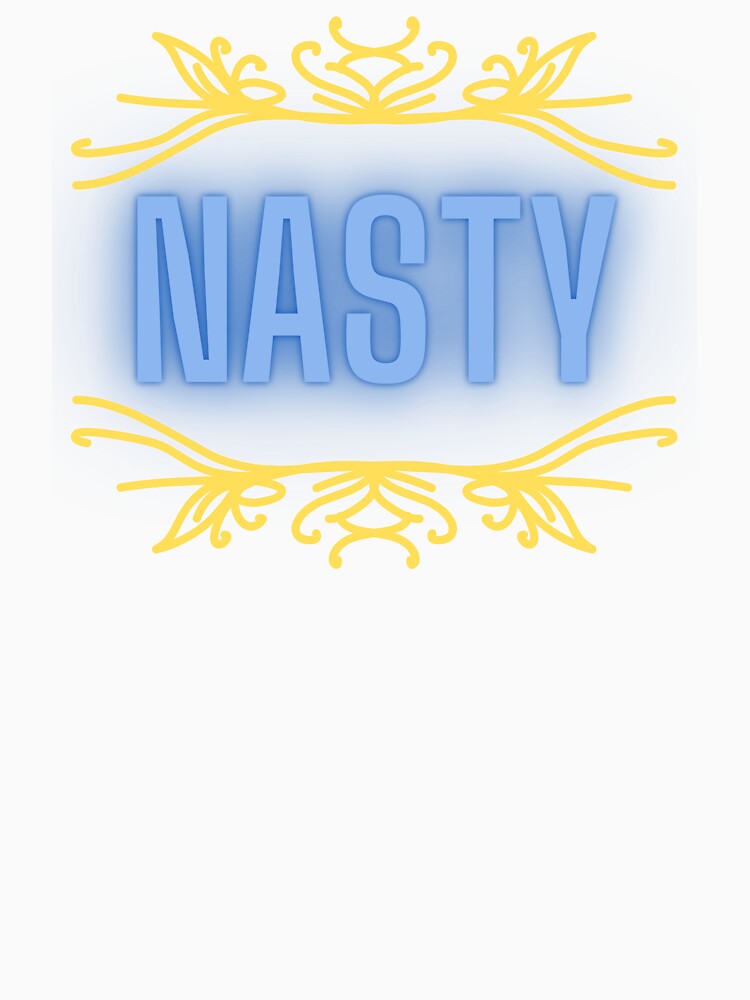 “Nasty” Statement Graphic – Elegant Rebellion in Neon Blue and Gold by larissa-myrie