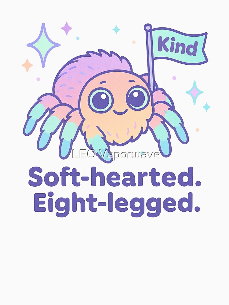 Soft-Hearted, Eight-Legged – Tarantula Shirt, Positive Vaporwave Cartoon Design by LEO Vaporwave