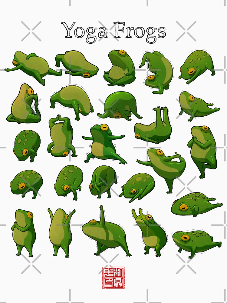 Yoga Frogs Poster With Text by DingHuArt