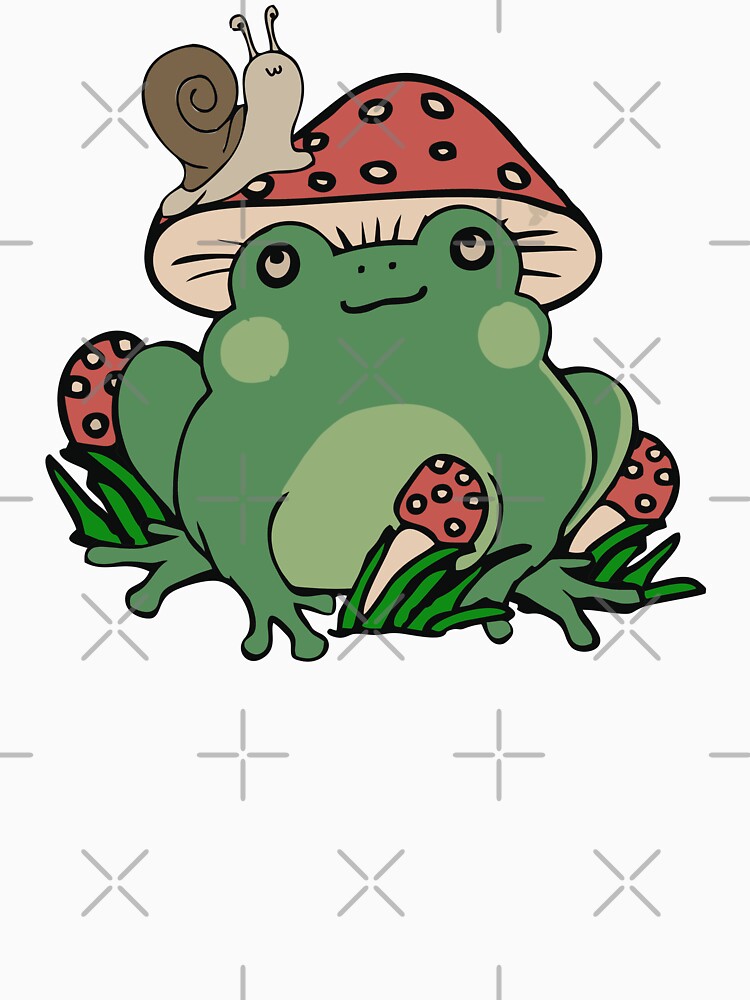 Frog Snail Cottagecore Aesthetic Fairycore Mushroom Hat Frog Cute Summer Art by alenaz