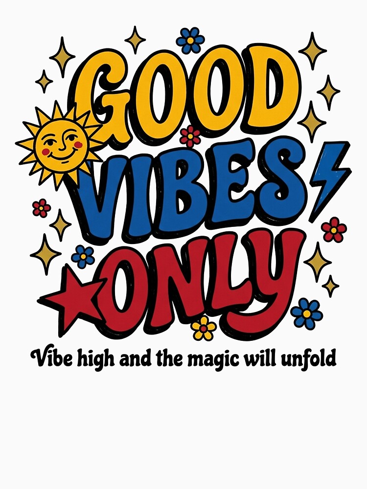 Good Vibes Only Retro Groovy T-Shirt - Vibe High and the Magic Will Unfold by PlushFutura