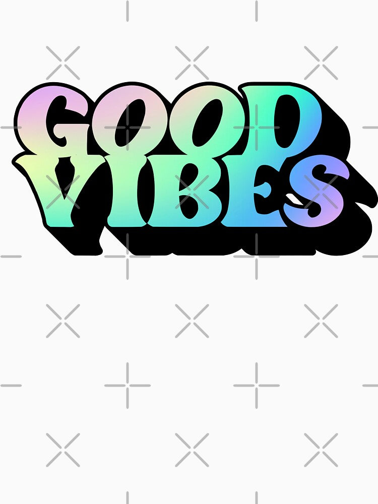 Gradient Pastel Green Spectrum 3D Extruded Retro Vintage Serif Display Typography Good Vibes Quotes by Cawaiico