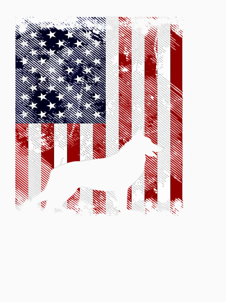 America Flag German Shepherd Vintage K9 Dog Patriotic Tee Gift Love by BargerStore