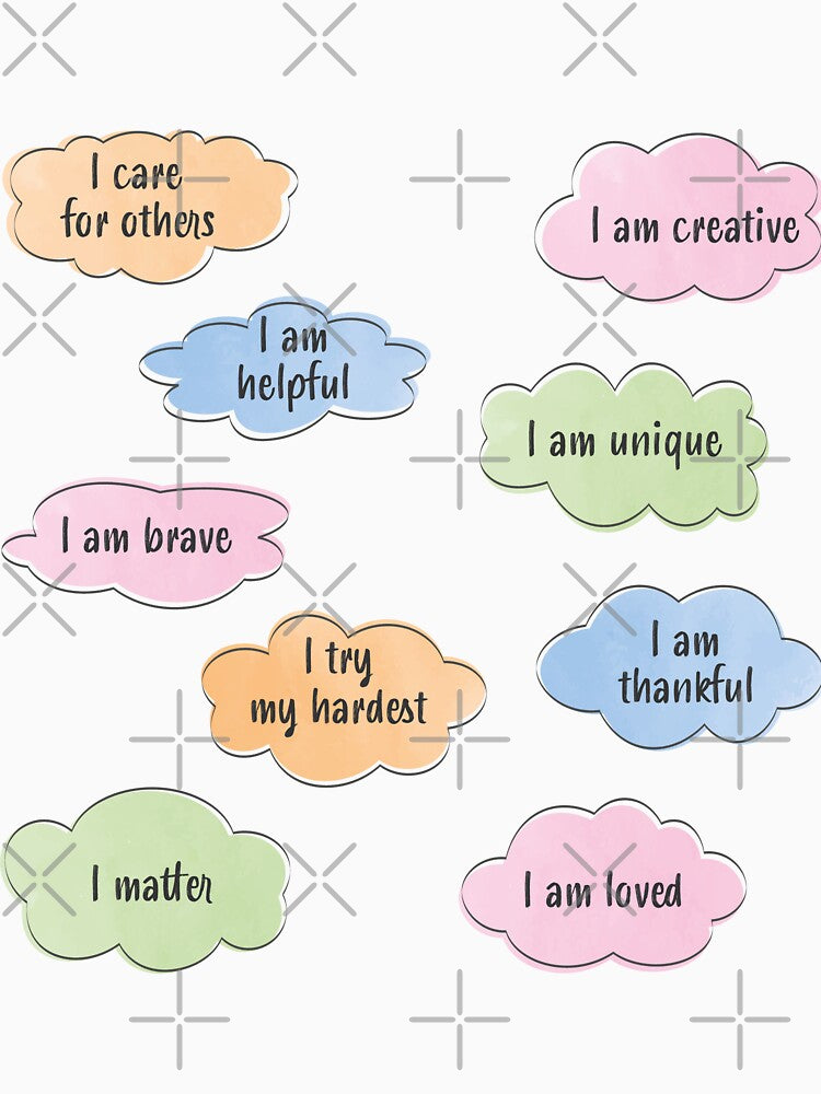 Сolorful watercolor clouds with positive affirmations by NataliaVVV
