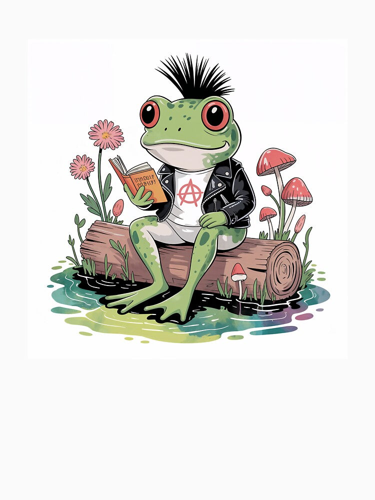 Cottagecore punk frog reading a book by jrdesigns8112