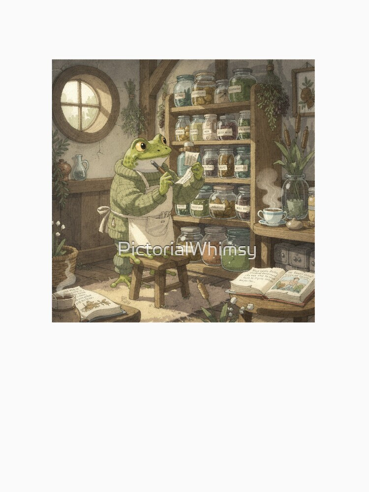 Cottagecore Frog Herbalist Apothecary Art by PictorialWhimsy
