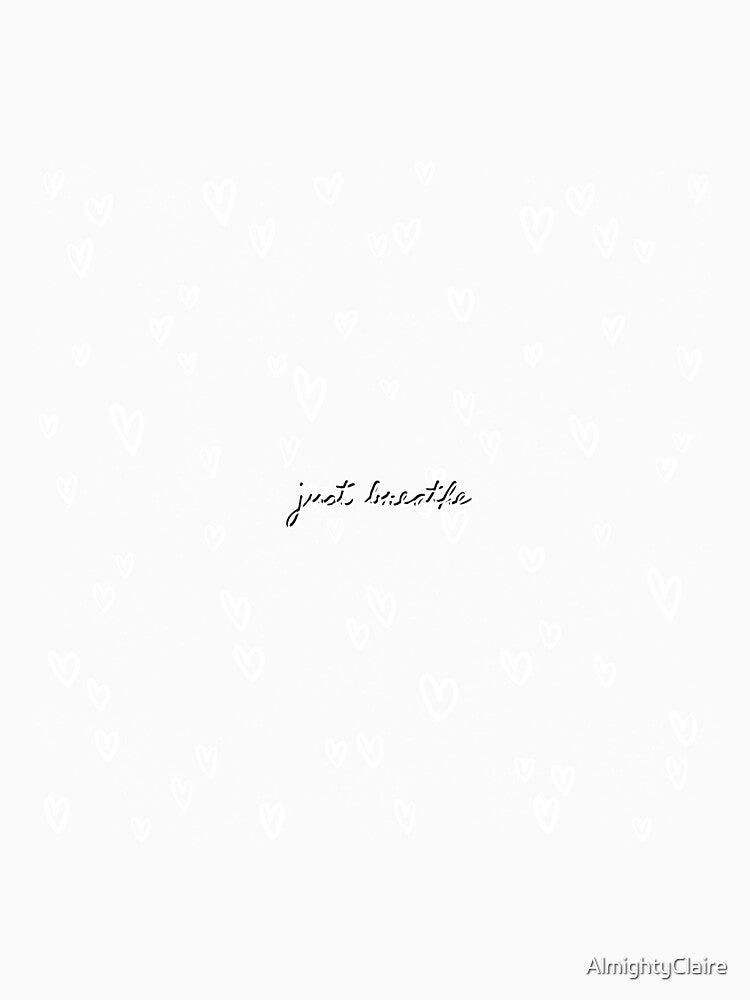 Just Breathe White Heart Doodle Pattern by AlmightyClaire