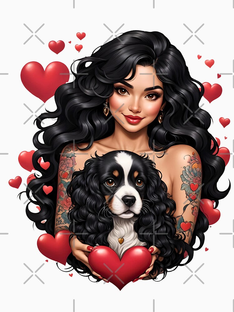 Beautiful Latina with cute puppy love retro vintage by BorgSpareParts