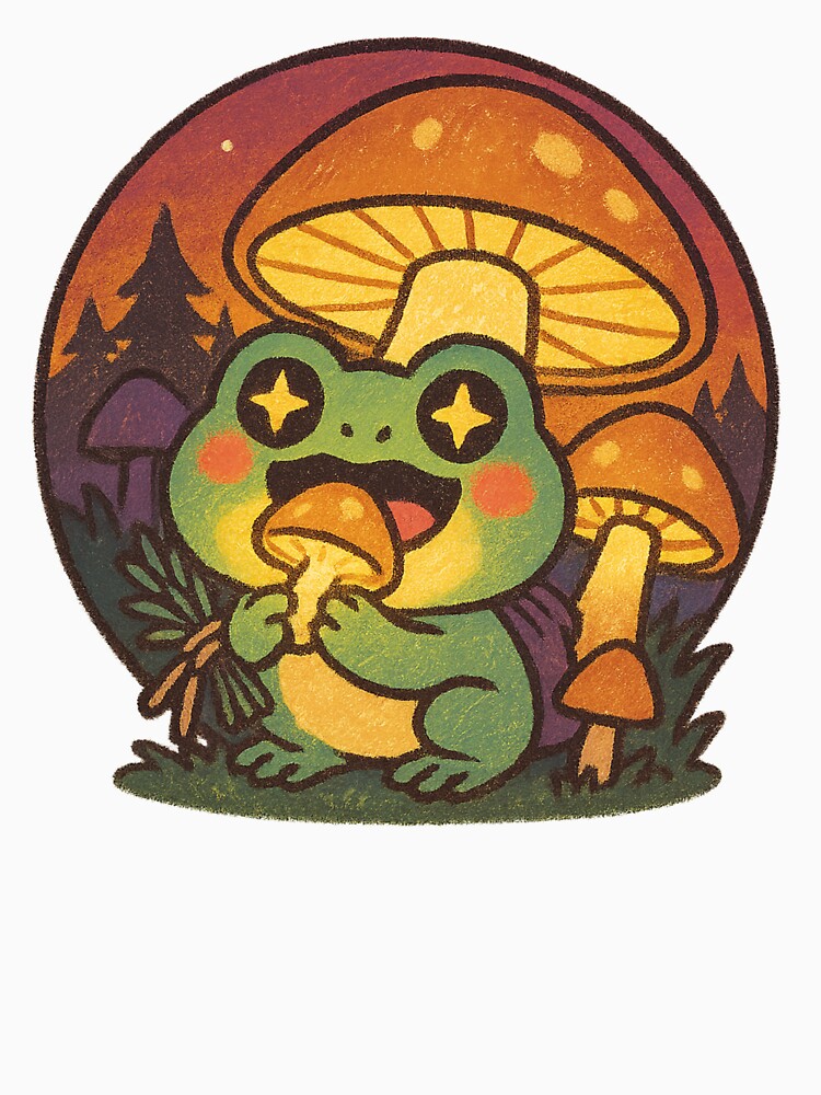 Happy Frog with Magical Mushrooms by MythicPixel