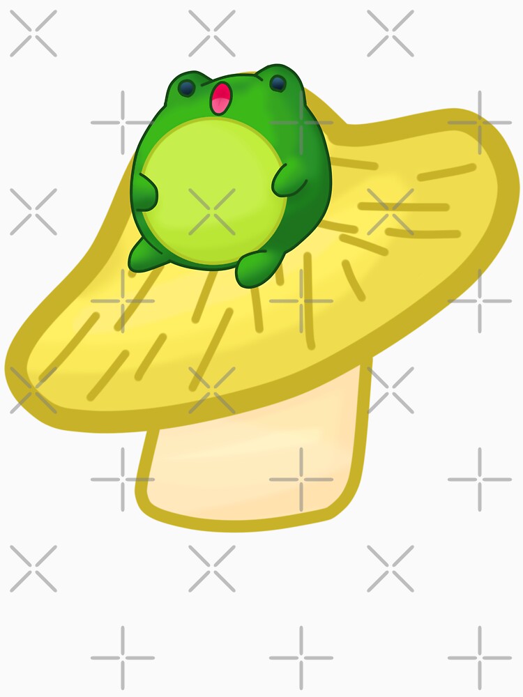 Frog On Yellow Mushroom by Cutsiecottage