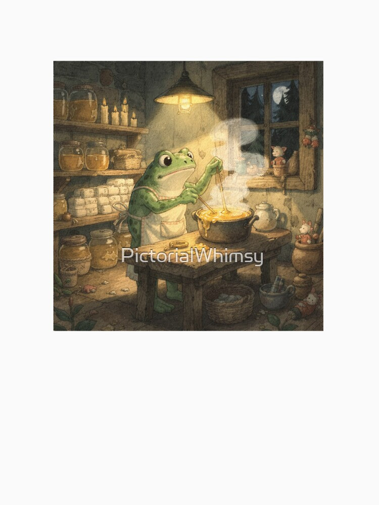 Cottagecore Frog Candlemaker Art by PictorialWhimsy