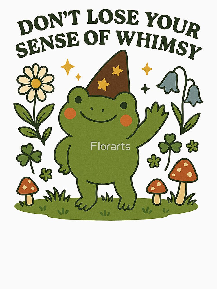 Whimsical Wizard Frog Cottagecore Illustration – Cute Frog with Mushrooms & Flowers by Florarts