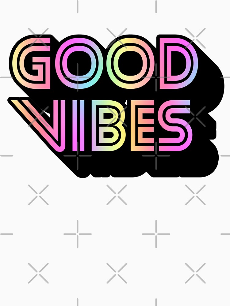 Gradient Rainbow Pink Spectrum Stripes 3D Extruded Retro Vintage Sans Serif Display Typography Good Vibes Quotes by Cawaiico