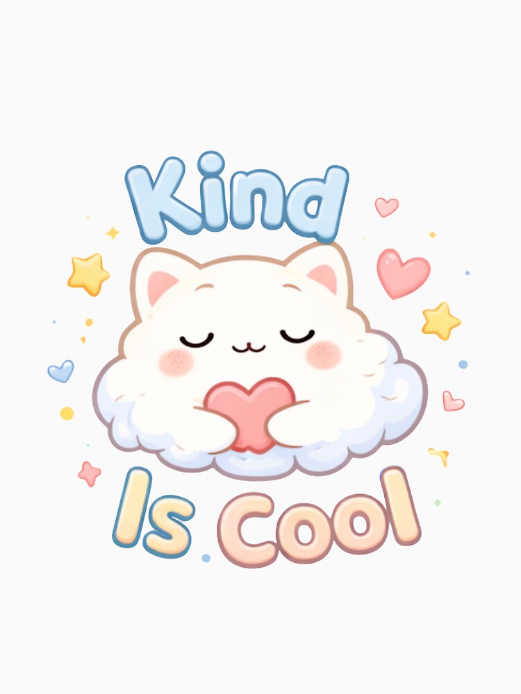 Kind Is Cool – Cute Cloud Cat Kawaii Art by ValeriValera