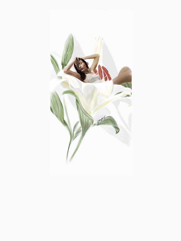 Woman taking a nap on a lily bed by zaupis