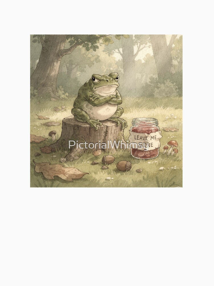 Grumpy Toad Guarding a 'Leave Me Alone' Jam Jar by PictorialWhimsy