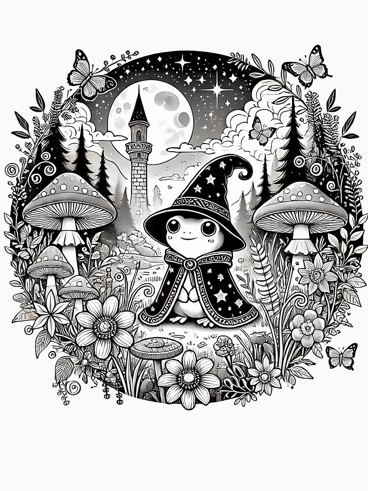 Cute Cottagecore Aesthetic Frog Wizard by SharronDawn