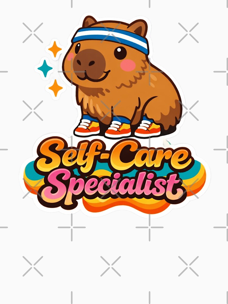 Retro Groovy Capybara Self-Care Specialist Illustration by craftedd