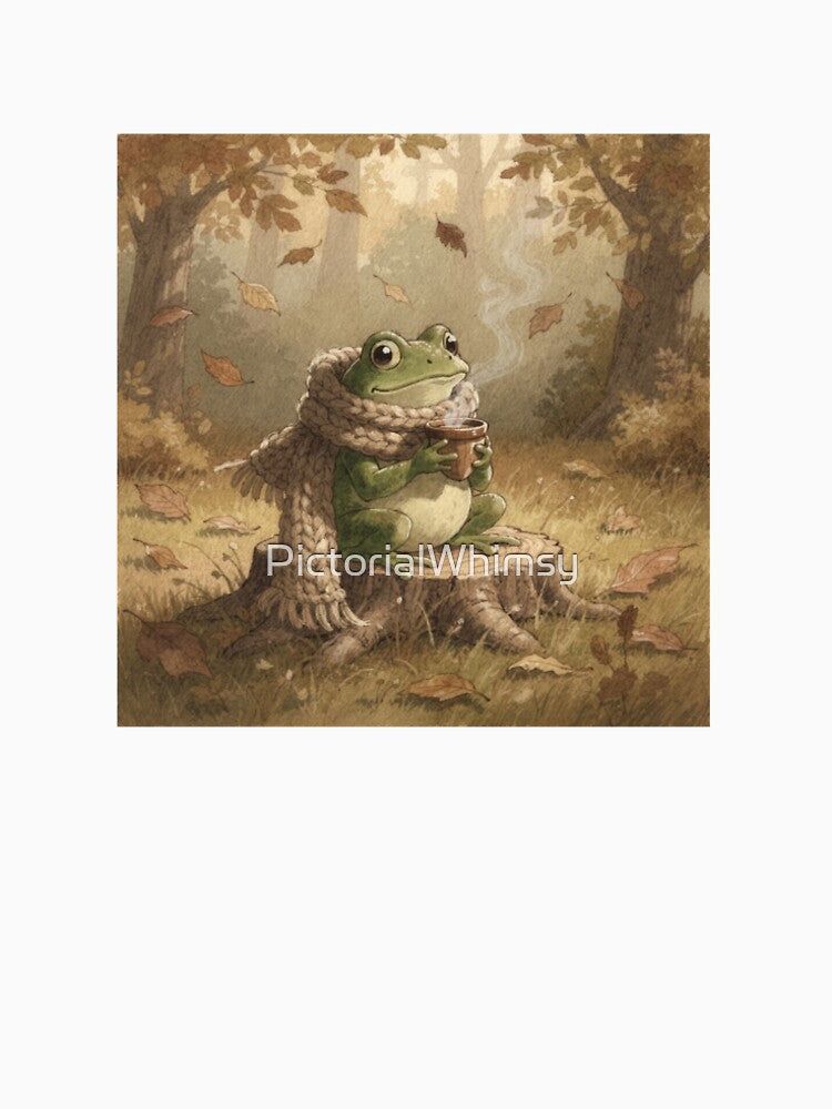 Cozy Frog, Acorn Coffee by PictorialWhimsy