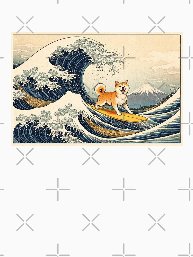 The Great Wave Dog Shiba Wave Rider Surf by SOUFIANE1991