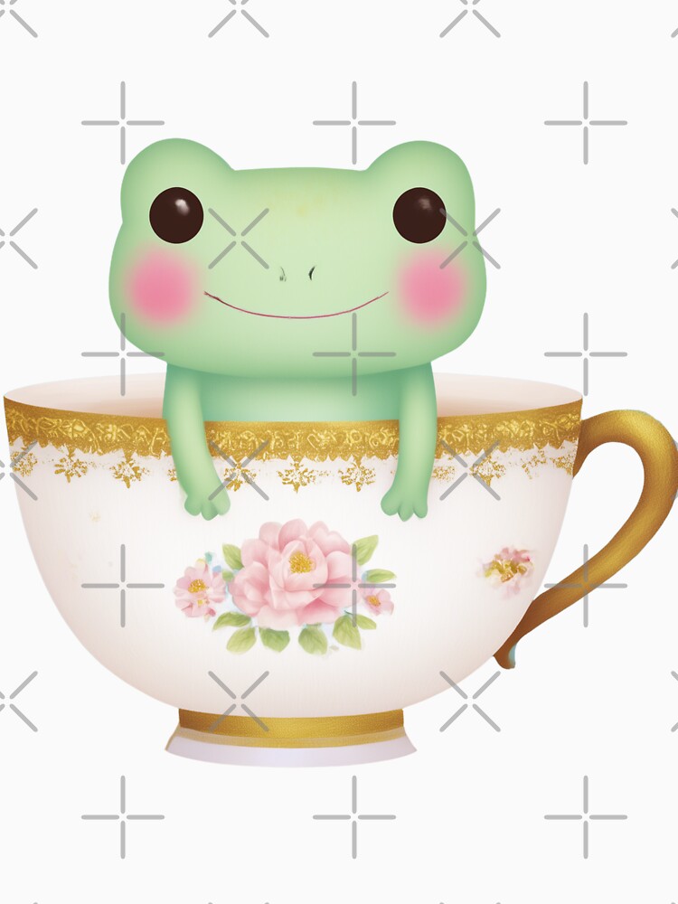 Cute Frog in Vintage Teacup Sticker by Ai Enchanted Art | Cottagecore • Whimsigoth • Aesthetic Designs