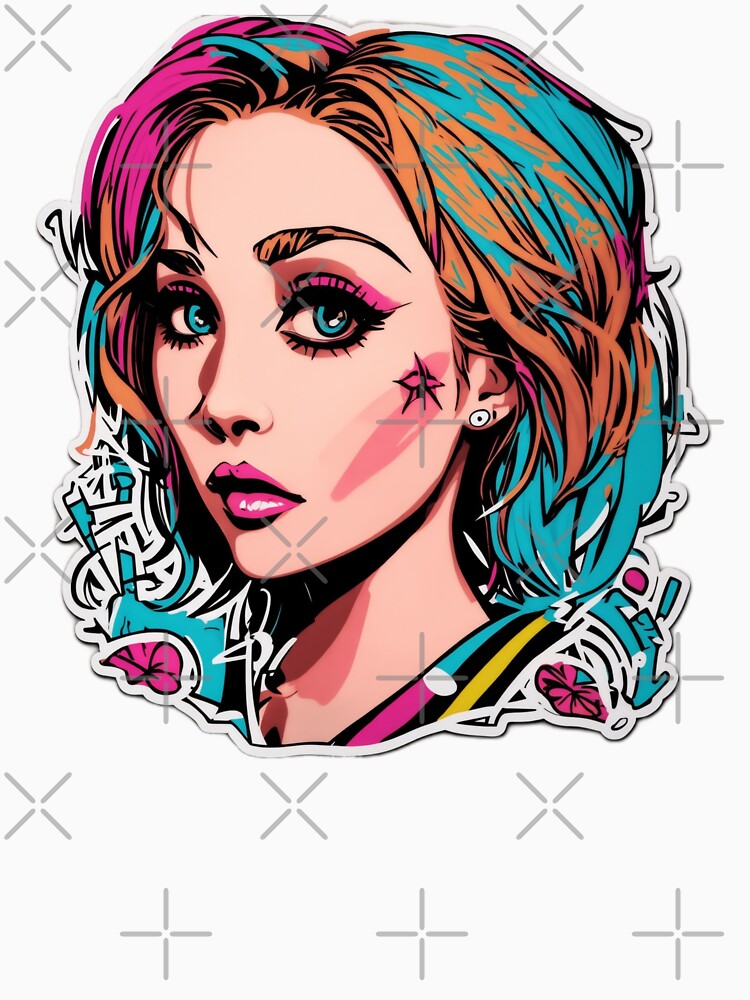 A graffiti sticker featuring a stylized portrait of a famous celebrity. by RedArtG09