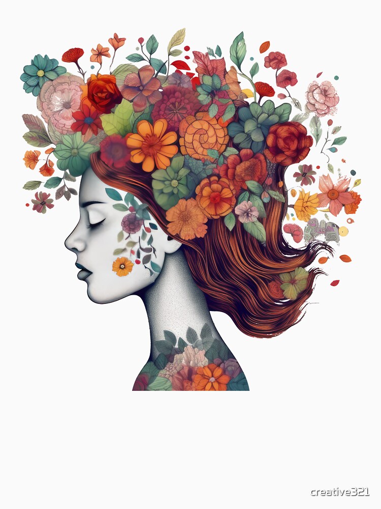 Lovely Lady Flower Garden Hair Floral Head Meditation by creative321