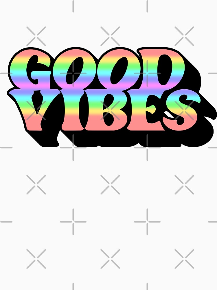 Gradient Rainbow Spectrum 3D Extruded Retro Vintage Serif Display Typography Good Vibes Quotes by Cawaiico
