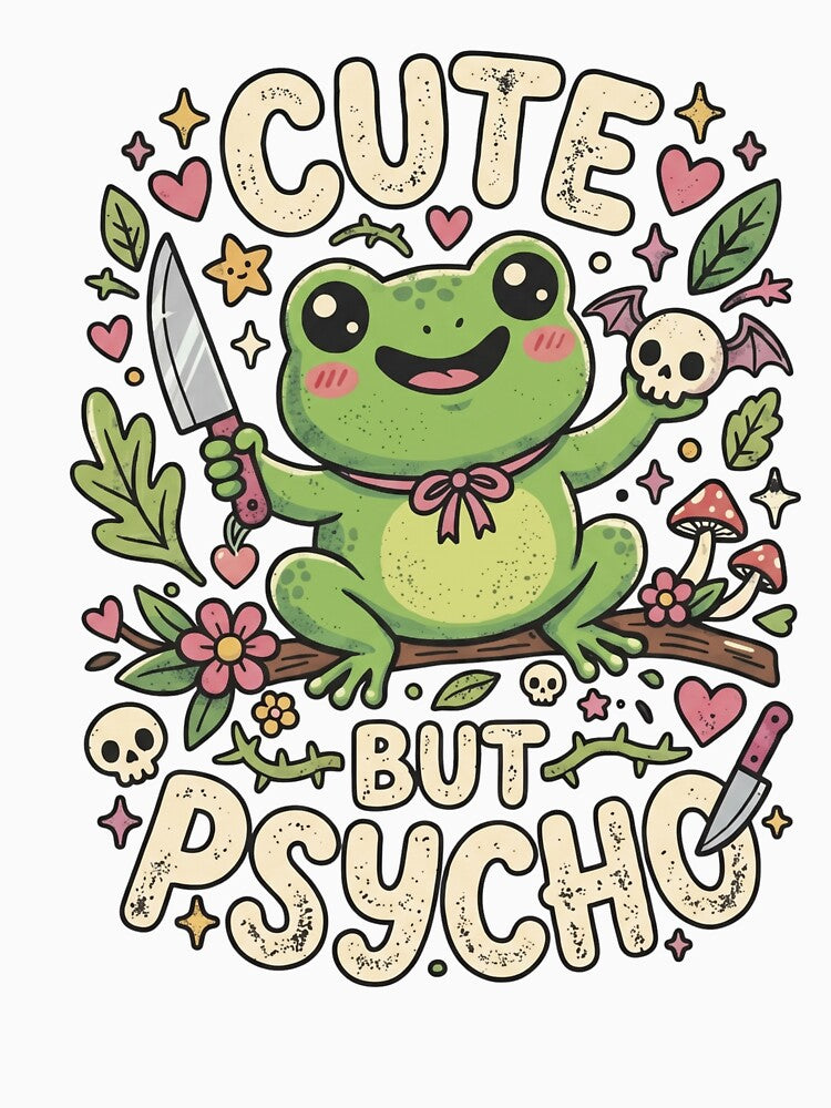 Cute But Psycho Frog - Creepy Cute Goblincore Aesthetic by Arts Paradise
