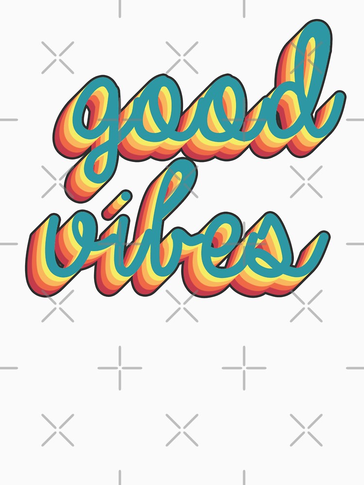Colorful 80s Retro Palette Good Vibes 3D Extruded Text Script Typography by Cawaiico