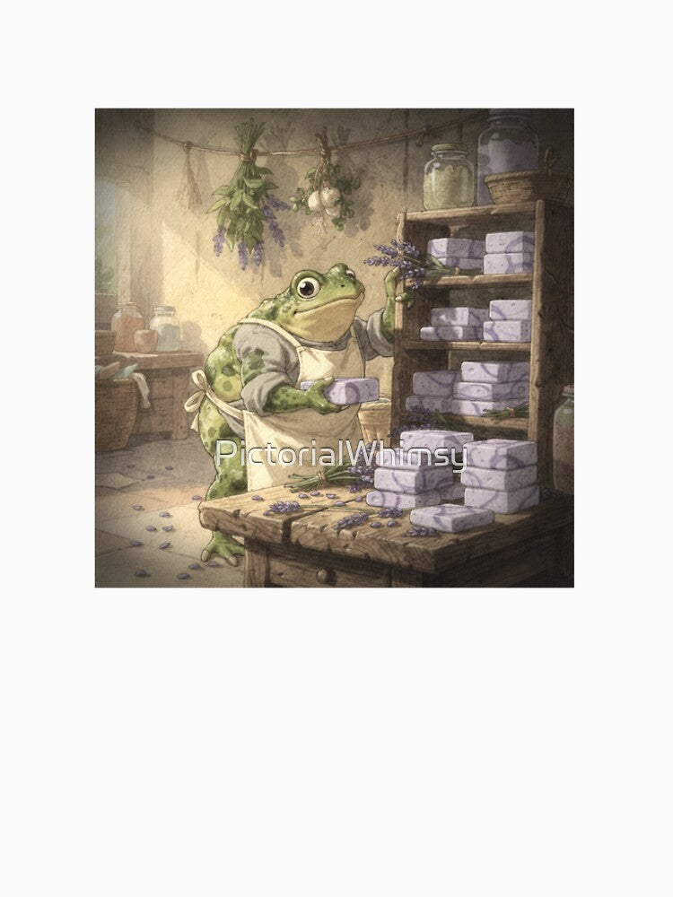 Toad Soapmaker Stacking Lavender Bars Cottagecore by PictorialWhimsy