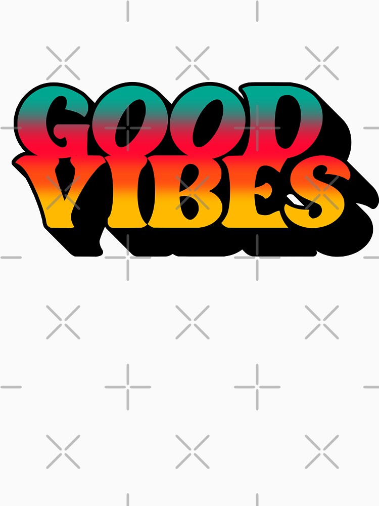 Gradient Tricolor Spectrum 3D Extruded Retro Vintage Serif Display Typography Good Vibes Quotes by Cawaiico