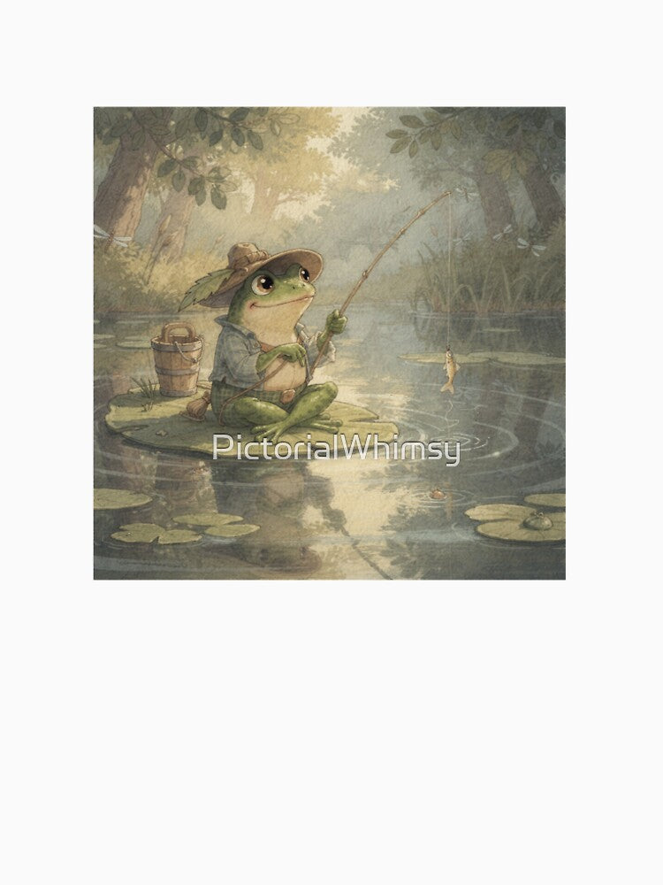 Frog Fisherman on a Lily Pad by PictorialWhimsy