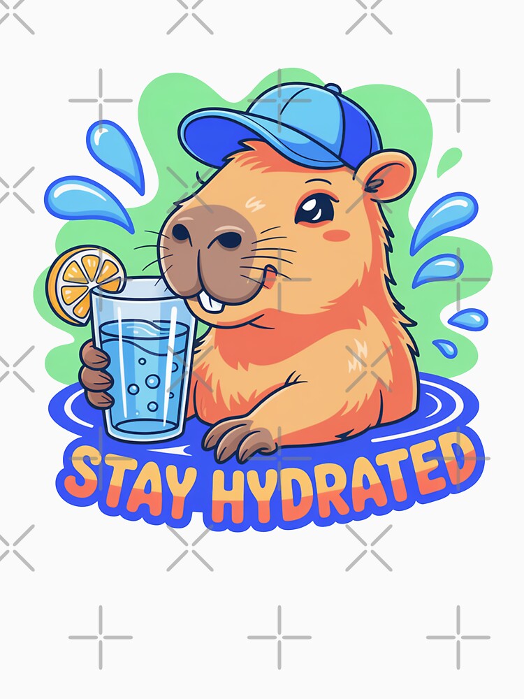 Stay Hydrated Funny Capybara Cartoon by MonkiFlipp