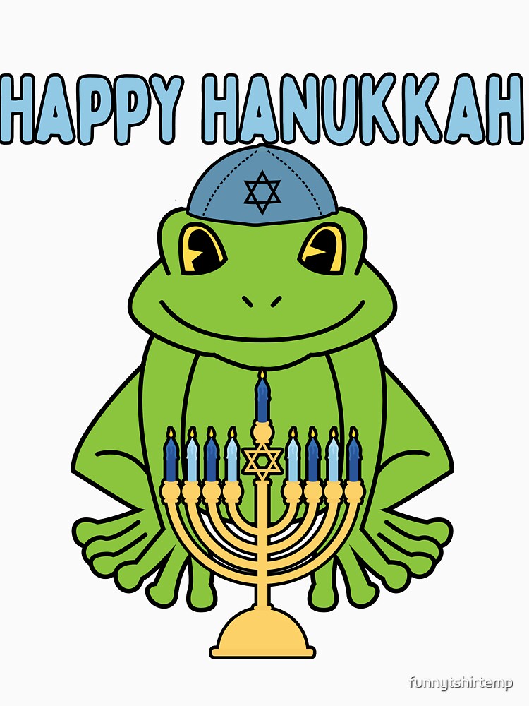 Cute Hanukkah Frog Menorah Happy Hanukkah by funnytshirtemp