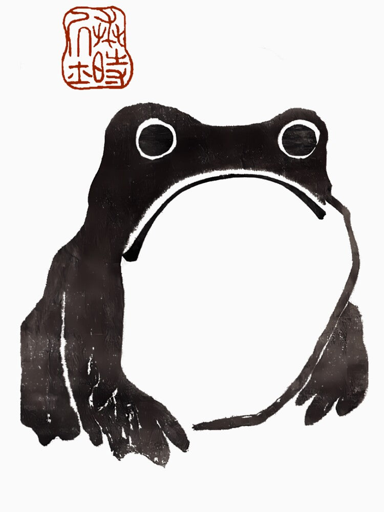 Cute Cottagecore Frog - Grumpy Japanese Frog by uycjqwpz24