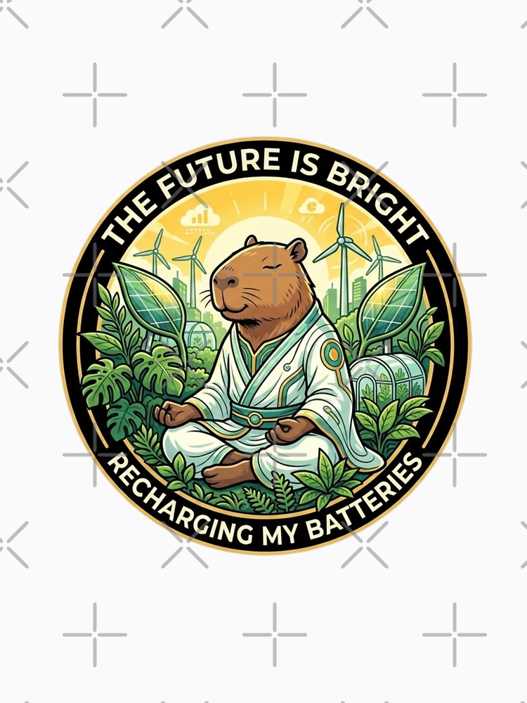 Solarpunk Capybara - Future Optimist Zen Sustainability by nbg2012