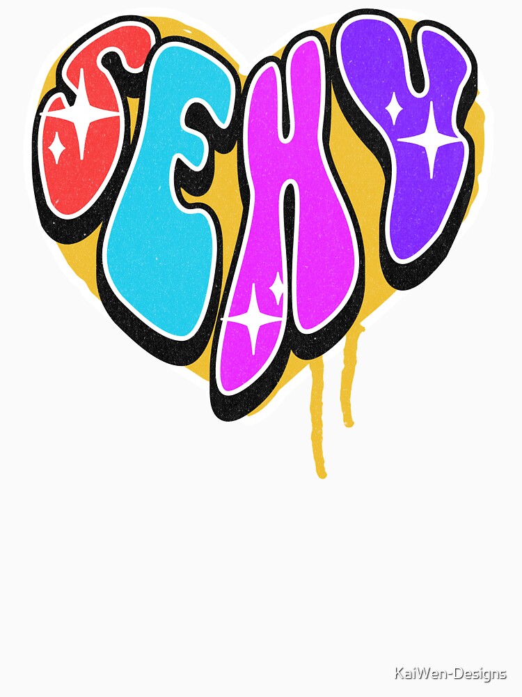 Sexy Heart Design T-Shirt with Colorful Letters - Fun and Flirty Graphic Tee by Kai Wen Designs