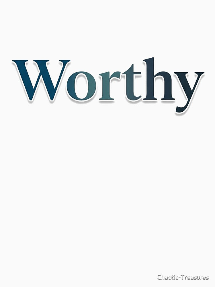Worthy Elegant Serif T-Shirt - Ocean Depths Blue Minimalist by Chaotic-Treasures