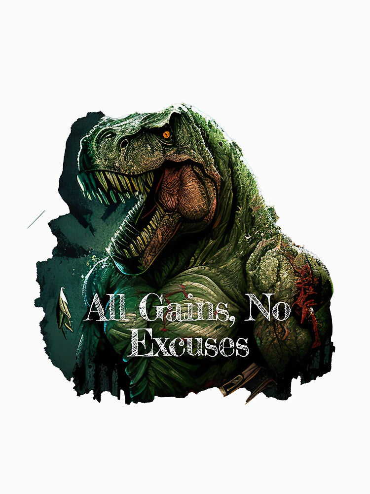 All Gains, No ExcusesDesignBodybuilding Fitness Gym Workout Exercise Merch Print Design by tengamerx