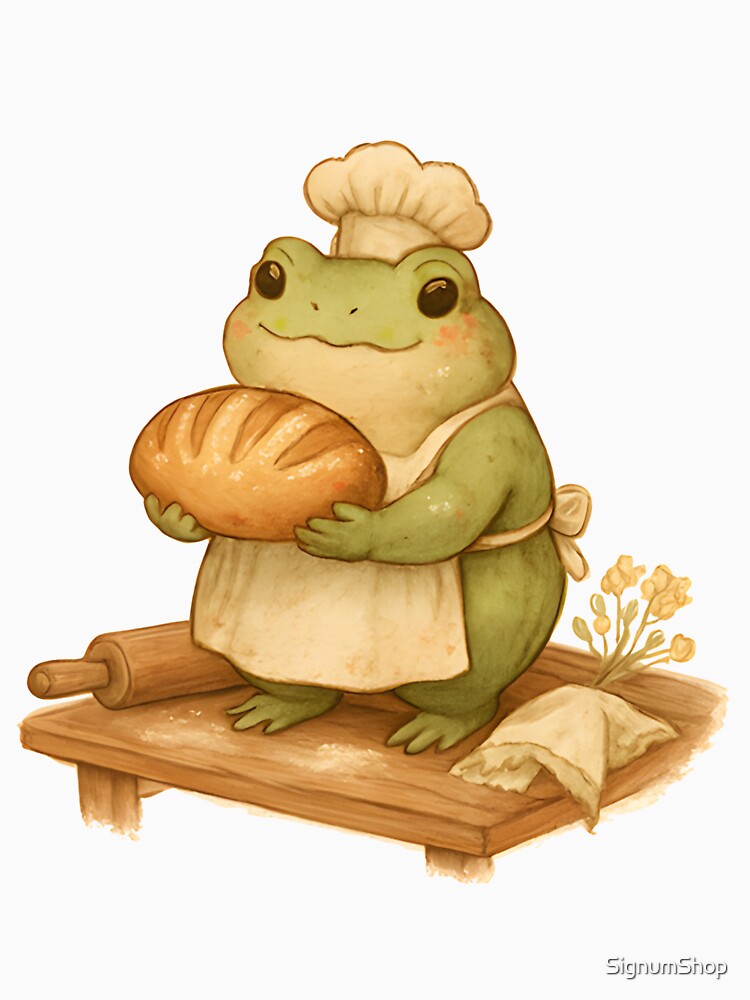 Cottagecore Frog Baking Sourdough Bread by SignumShop