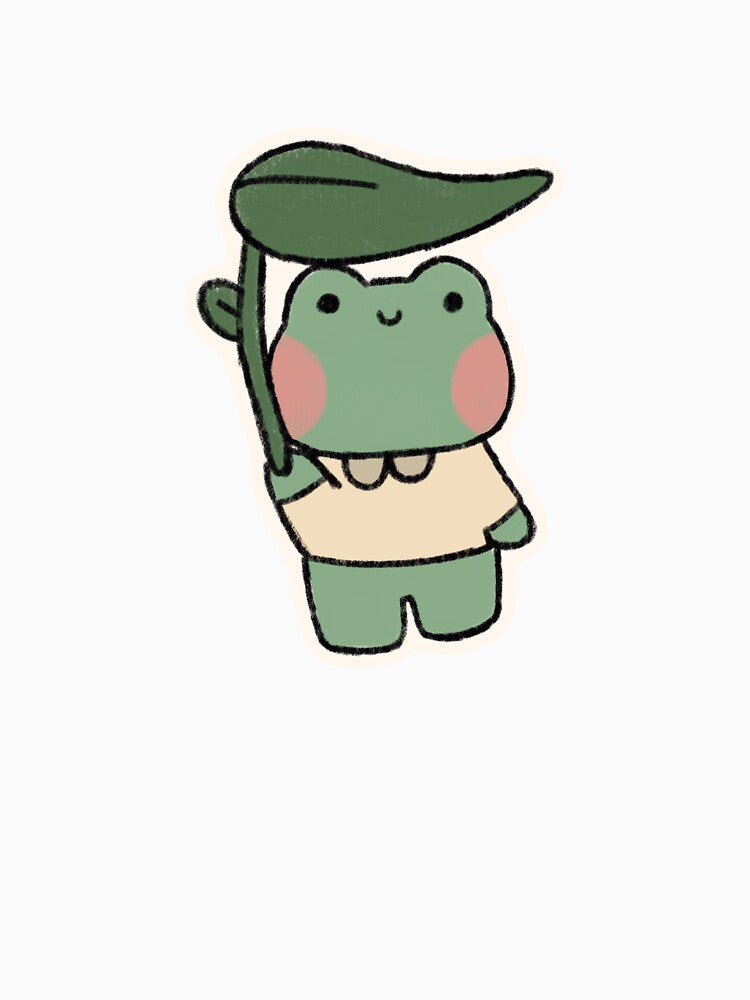 Cute Froggie with Leaf by cozyfrogstudios